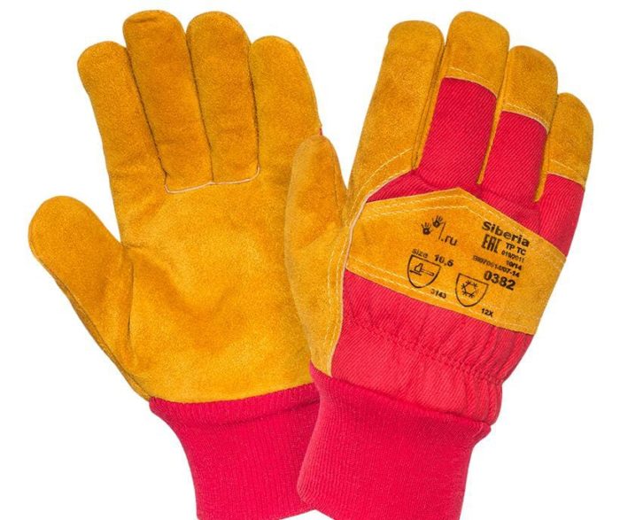 Спилковые комбинированные утепленные перчатки "TZ-88 Siberia"