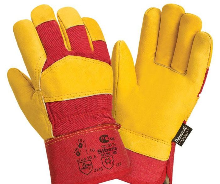 Кожаные комбинированные утепленные перчатки "TZ-91 Siberia Thinsulate"