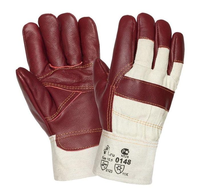 Кожаные комбинированные зимние перчатки "TZ-60"