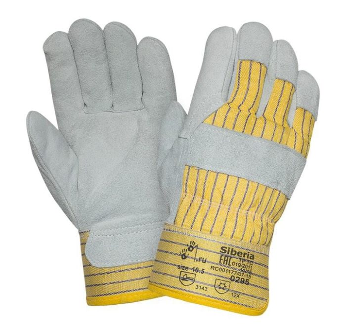 Спилковые комбинированные зимние перчатки "TZ-64"