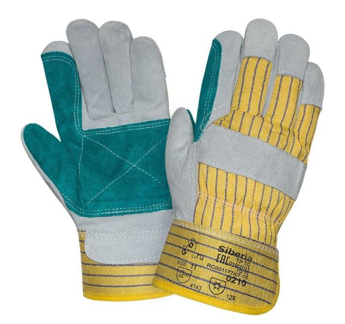 Спилковые комбинированные зимние перчатки "TZ-65"