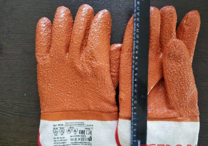 ПВХ перчатки зимние с крошкой